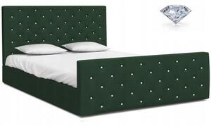 Čalúnená posteľ VIKI 140x200 Trinity tmavo zelená s kovovým roštom