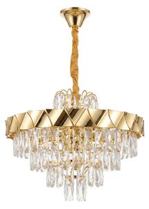 Toolight Toolight, krištáľová závesná lampa, SWE076-CP, Ø50 cm, 6×E14, zlatá, OSW-30205