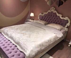 Manželská posteľ s roštom Comtesa 160x200cm - alabaster/fialová