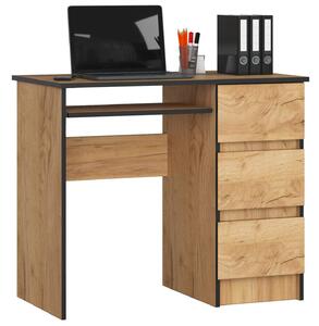 Ak furniture Písací stôl A-6 90 cm dub craft zlatý pravý