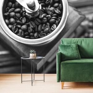 Samolepiaca fototapeta čiernobiely vintage mlynček na kávu - 225x150