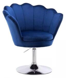 LuxuryForm DESIGN Kreslo FREY VELUR na striebornom tanieri - modré