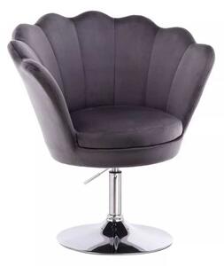 LuxuryForm DESIGN Kreslo FREY VELUR na striebornom tanieri - tmavo šedé