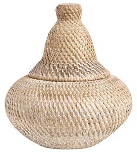 Kôš prírodný ratanový 25 cm úložný košík s vekom boho rustikálny bytový doplnok