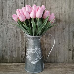 Tulipán umelý ružovo biely jemne bielený 43cm cena za 1ks