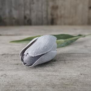 Tulipán umelý šedý jemne bielený 43cm cena za 1ks