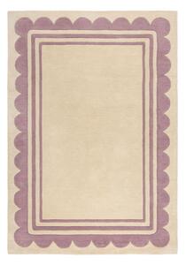 Ručne tkaný vlnený koberec vo fialovo-prírodnej farbe 160x230 cm Lois Scallop – Flair Rugs