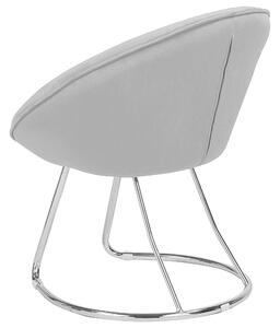 Dizajnové kreslo sivé zamatové čalúnenie okrúhle sedadlo retro minimalistické