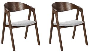 Súprava 2 jedálenských stoličiek tmavé drevo sivý polyester preglejka nohy z kaučukového dreva tradičný dizajn retro