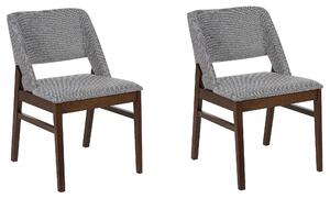 Súprava 2 jedálenských stoličiek tmavé drevo sivý polyester nohy z kaučukového dreva tradičný retro dizajn