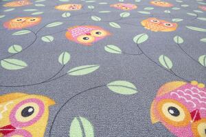Metrážny koberec HAPPY OWL sivý