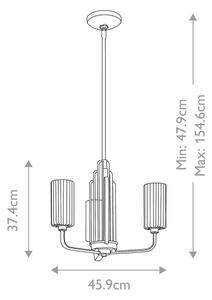 Quintiesse QN-KIMROSE3-BNB - Luster na tyči KIMROSE 3xE14/40W/230V zlatý
