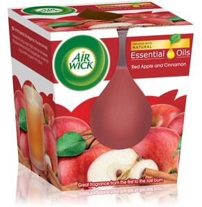 Air Wick Essential Oil Red Apple & Cinnamon vonná sviečka 105 g