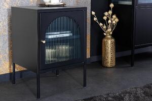 Nočný stolík PARIS 60cm ribbed sklo čierne
