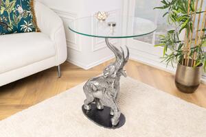 Stolík ELEPHANT 80cm strieborný s mramorovou základňou