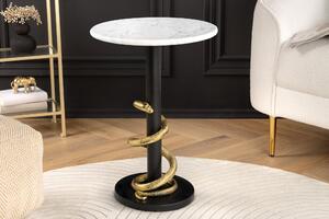 Bočný Stolík WILDLIFE SNAKE 50cm Zlatý Čierny Biely Mramor