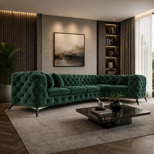 ROHOVÁ SEDAČKA CHESTERFIELD LARISSA PRAVÁ - ĽAVÁ ZELENA SMARAGDOVÁ LÁTKA 323 X 204 cm