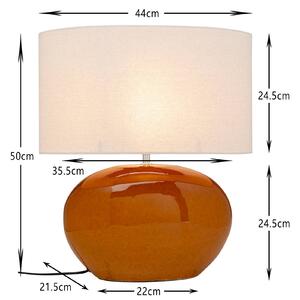 KARE Stolová lampa Kare Beo, oranžová, bavlna, výška 50 cm, E27, Žltá / oranžová, Obývacia izba / jedáleň, Textil / látka / hodváb, Škandinávsky, Stojacie svietidlo