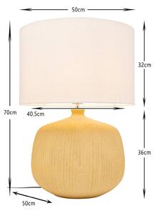 KARE Stolová lampa Kare Luma, žltá, bavlna/keramika, 70 cm, E27, Žltá / oranžová, Obývacia izba / jedáleň, Textil / látka / hodváb, Škandinávsky, Stojacie svietidlo
