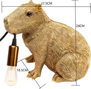 KARE Stolová lampa Kare Animal Capybara, zlatá, plast, E14, Mosadz / zlato, Obývacia izba / jedáleň, Plast, Moderný