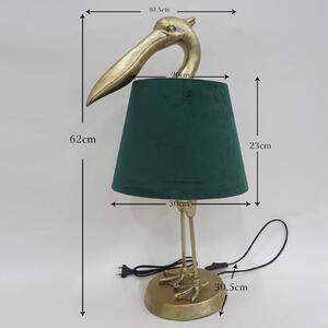 KARE Stolová lampa Kare Pelican, zlatá, ľan, výška 62 cm, E27, Mosadz / zlato, Obývacia izba / jedáleň, Textil / látka / hodváb, Moderný, Stojacie svietidlo