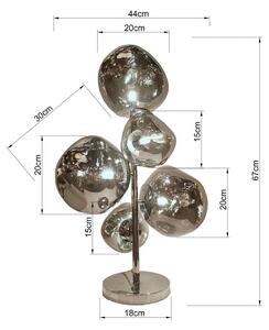 KARE Stojacia lampa Kare Burbuja, strieborná, sklo, oceľ, 67 cm, Hliník / sivá / zinok, Obývacia izba / jedáleň, Sklo, Moderný