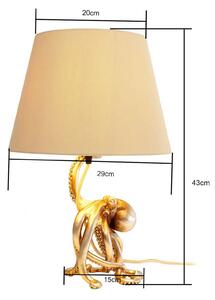 KARE Stolová lampa Kare Octopus, zlatá, polyester, výška 43 cm, E27, Mosadz / zlato, Obývacia izba / jedáleň, Textil / látka / hodváb, Moderný, Stojacie svietidlo