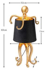 KARE Stolová lampa Kare Octopus, zlatá, textil, výška 47 cm, Mosadz / zlato, Obývacia izba / jedáleň, Textil / látka / hodváb, Moderný, Stojacie svietidlo