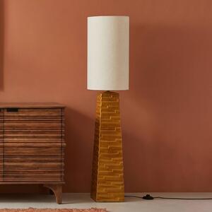 KARE Stojacia lampa Kare Siena, oranžová, bavlna/kamenina, 123 cm, Žltá / oranžová, Obývacia izba / jedáleň, Textil / látka / hodváb, Vintage, Stojaca lampa