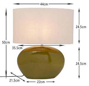 KARE Stolová lampa Kare Beo, zelená, bavlna, výška 50 cm, E27, Zelená, Obývacia izba / jedáleň, Textil / látka / hodváb, Škandinávsky, Stojacie svietidlo