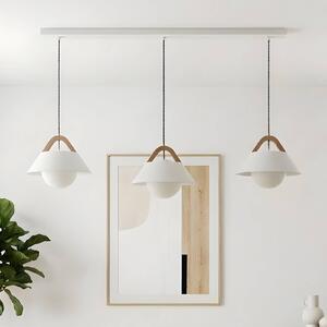 Luminex Závesné svietidlo Funda, biele, dĺžka 110 cm, 3-pl., kov/sklo, Biela / opálová, Obývacia izba / jedáleň, kov, Škandinávsky, Závesné svietidlo