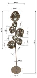 KARE Stojacia lampa Kare Burbuja. strieborná, sklo, 168 cm, 7-pl., Hliník / sivá / zinok, Obývacia izba / jedáleň, Sklo, Moderný