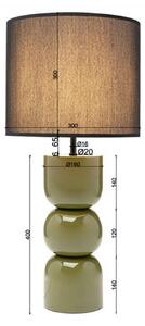 KARE Stolová lampa Kare Eliano, zelená, polyester, 52 cm, E27, Zelená, Obývacia izba / jedáleň, Textil / látka / hodváb, Moderný, Stojacie svietidlo