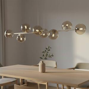 EMIBIG LIGHTING Závesné svietidlo Rossi, béžové, dĺžka 130 cm, 8-pl., sklo/kov, Krémová / jantárovo žltá, Obývacia izba / jedáleň, Sklo, Moderný, Závesné svietidlo