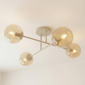 EMIBIG LIGHTING Stropné svietidlo ROMA, béžové, dĺžka 75 cm, 4-pl., sklo/kov, Krémová / jantárovo žltá, Obývacia izba / jedáleň, Sklo, Moderný, Stropné svetlo