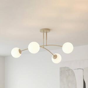 EMIBIG LIGHTING Stropné svietidlo Pregos, béžové, Ø 60 cm, 4-pl., kov/sklo, Krémová / jantárovo žltá, Obývacia izba / jedáleň, kov, Moderný, Stropné svetlo