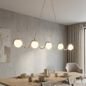EMIBIG LIGHTING Závesné svietidlo SINUS, béžové, dĺžka 110 cm, 5-pl., kov/sklo, Krémová / jantárovo žltá, Obývacia izba / jedáleň, kov, Moderný, Závesné svietidlo