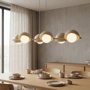 EMIBIG LIGHTING Závesné svietidlo BOOM, béžové, dĺžka 88 cm, 6-pl., kov/sklo, Krémová / jantárovo žltá, Obývacia izba / jedáleň, kov, Moderný, Závesné svietidlo