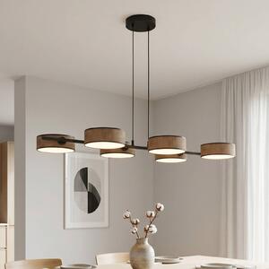 EMIBIG LIGHTING Závesné svietidlo DRUMZ, hnedé, dĺžka 100 cm, 6-pl., textilné, E14, Hnedá / hrdzavá, Obývacia izba / jedáleň, Textil / látka / hodváb, Moderný, Závesné svietidlo