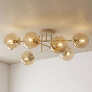 EMIBIG LIGHTING Stropné svietidlo ROMA, béžové, Ø 75 cm, 6-pl., sklo/kov, E14, Krémová / jantárovo žltá, Obývacia izba / jedáleň, Sklo, Moderný, Stropné svetlo