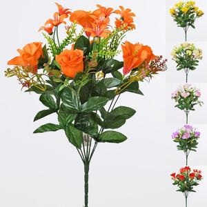 Kytica ruža + ľalia 43cm ŽLTÁ 1001437ZL - Umelé kvety