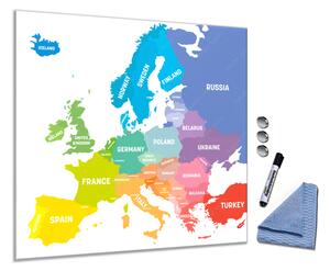 Sklenená magnetická tabuľa barevná mapa Evropy - A-284940457