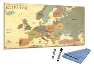 Sklenená magnetická tabuľa mapa Evropy s hlavními městy - A-158139512