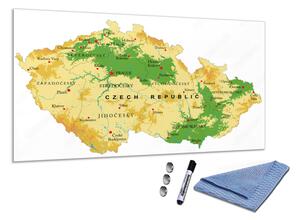 Sklenená magnetická tabuľa mapa reliéf České republiky - A-208890408