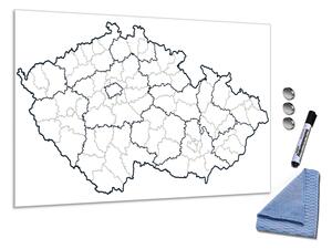 Sklenená magnetická tabuľa slepá mapa České republiky - A-34796708