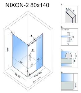 Rea - Sprchovací kút Nixon - chróm - 80x140 cm - L