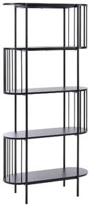 Knižnica so 4 policami čierna MDF 172 x 80 cm oválny tvar laminátová úprava moderný retro štýl obývacia izba kancelária