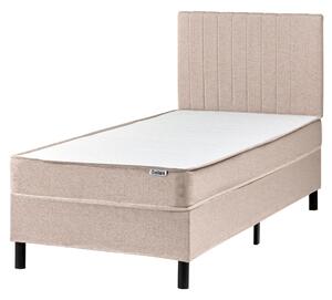 Kontinentálna posteľ s čelom béžová polyester čalúnený rám 90 x 200 cm pružinový matrac spálňa
