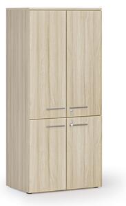 Kancelárska policová skriňa PRIMO WOOD, polené dvere, 800 x 500 x 1781 mm, dub prírodný
