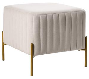 Taburetka krémová biela zamatové čalúnenie zlaté kovové nohy 47 x 47 cm štvorcová podnožka glamour obývacia izba